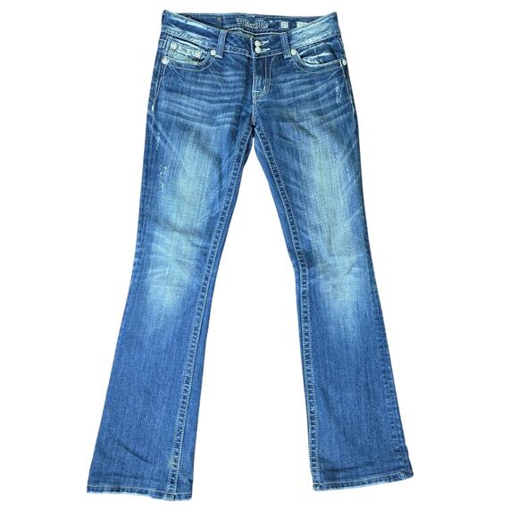 Miss Me Embellished Button Flap Bling Bootcut Jeans - Size 27 - JP4656B9 - Picture 2 of 9